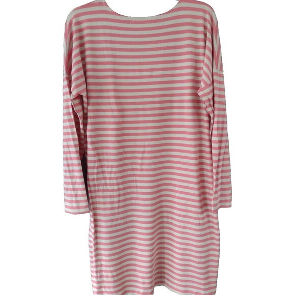 Sonnet James A Play Dress Womens Stretchy Shift Midi Coral Beige Stripes Ava S - Picture 2 of 10